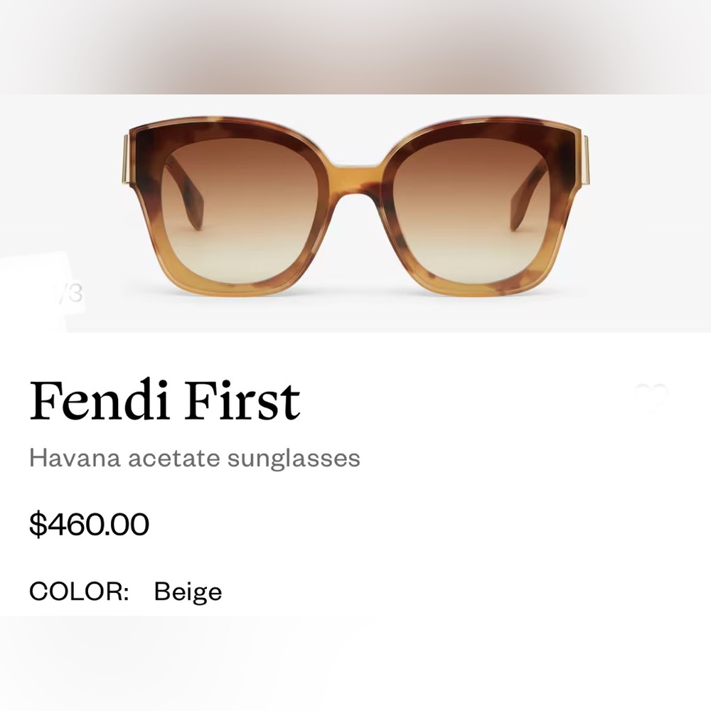 Fendi Tan Sunglasses with Gold Accents brand new - Picture 3 of 7